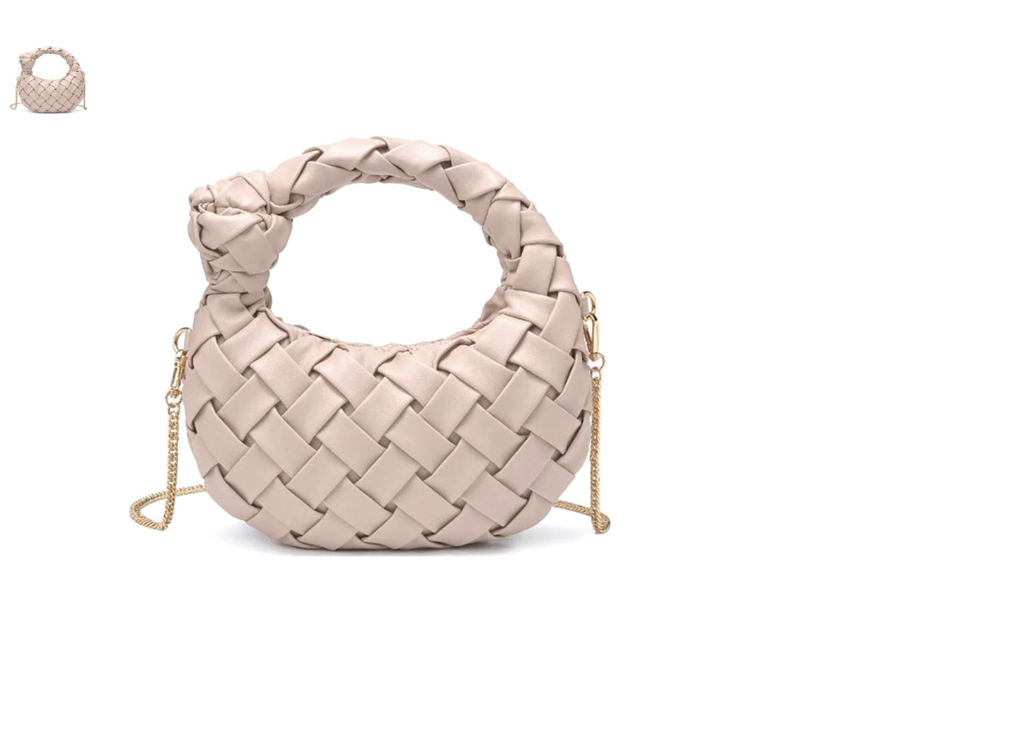 SMOOTH WOVEN DESIGN KNOT HANDLE CROSSBODY BAG