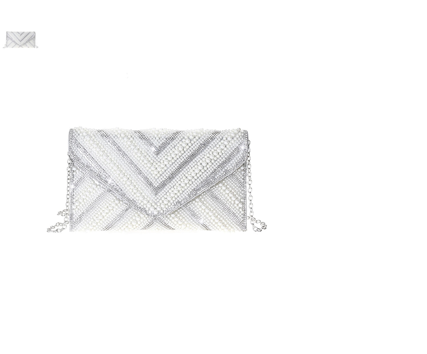 PATTERN DESIGN PEARL ENVELOPE CLUTCH BAG